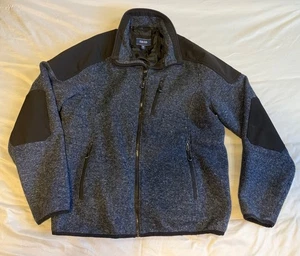 Mens Large Izod Zip Up Jacket Navy Thick Excellent Quality Great Condition - Picture 1 of 4
