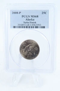 2008-P PCGS SP68 Alaska Satin Finish State Quarter 25C - Picture 1 of 2