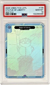 PSA GEM MINT 10 SKETCH ***STATUE OF LIBERTY 06/10*** VIBES TCG EVRYTHING - Picture 1 of 2