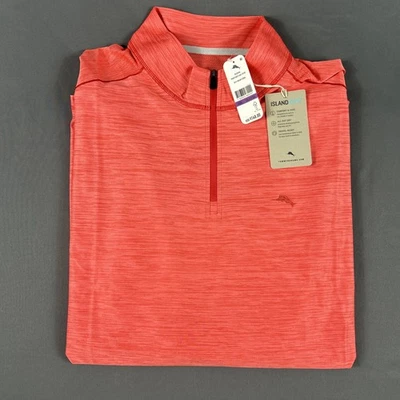 Pullover de golf Tommy Bahama Palm Coast 1/4 cremallera 2XLB coral brillante nuevo con etiquetas precio de venta sugerido por el fabricante $148 Foto 1 de 4