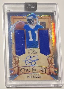 2023 Panini One Football Phil Simms One For All Patch Auto /99 Giganti! - Foto 1 di 2