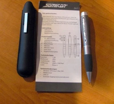 Somikon-Laser Scanner: 3 in 1 Mini-Dokumentenscanner im Kugelschreiber SC-390.KS - Bild 1 von 2