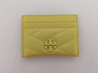 Usado en excelente estado! Tory Burch Kira Chevron Estuche para Tarjetas Recubierto de Polvo Billetera en Amarillo Caléndula Foto 1 de 4