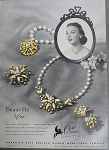 1953 CORO Deauville necklace bracelet earrings pin Vintage jewelry ad - Picture 1 of 1