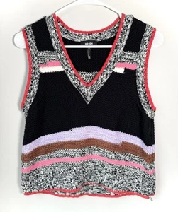 Me + Em Sweater Vest Color Block Cotton Knit Top Sleeveless Size Medium M - Picture 1 of 10