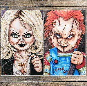 Child's Play Chucky Tiffany Horror Movie Art 11x17 Prints Signed Chris Oz Fulton - Picture 1 of 5