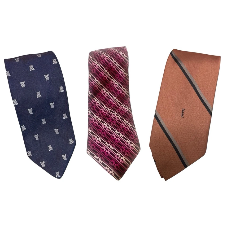 Juego de 3 corbatas de diseño para hombre YSL Lavin Ted Baker seda Foto 1 de 1