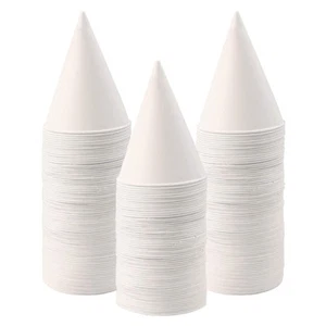 100 Pcs Snow Cone Cups Wax Coated Leakproof Cone Paper Cups for Slush Shaved Ice - Picture 1 of 7