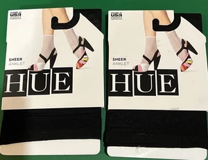 Hue Damen transparente Fußkettchen Größe 0/Einheitsgröße - schwarz - Posten 2 Pakete/2 Paar - Neu in Verpackung - Bild 1 von 3