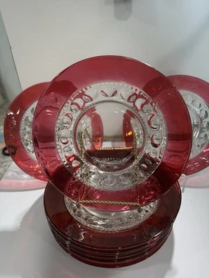 Vintage Tiffin Ruby Kings Crown Luncheon/Dinner  Plate 8 1/4” - Image 1 of 4