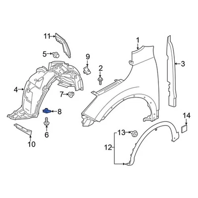 For Nissan 350Z 2003-2009 Nissan 6384835F00 Fender Liner Retainer Foto 1 de 4