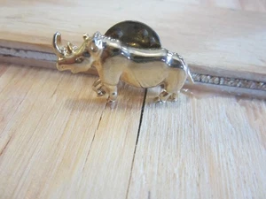 Rhinoceros Lapel Pin Rhino Gold Color Unique - Picture 1 of 16