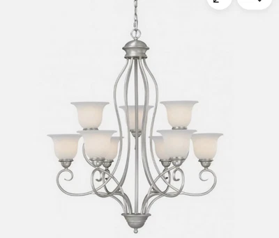 Lámpara de araña Vaxcel Lighting Picasso de níquel cepillado de 9 luces Foto 1 de 2