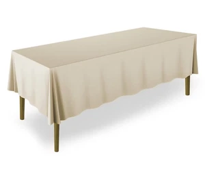 New 60" x 126" Beige Rectangular Wedding Banquet Polyester Fabric Tablecloth - Picture 1 of 5