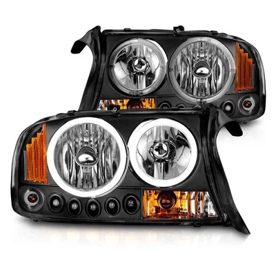 For Dodge Durango 98-03 Headlights Driver & Passenger Side Black Halo Euro Foto 1 de 3