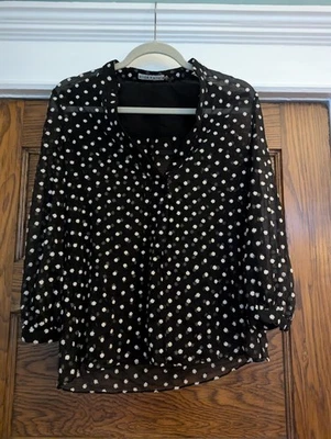 Alice + Olivia черный и белый сетки блузка, маленький - Изображение 1 из 4