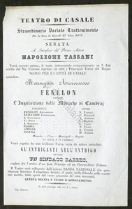 Locandina Teatro di Casale - Componimento: Monsignor Arcivescovo Fenelon - 1853 - Picture 1 of 1