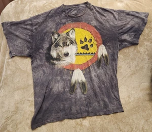 Vintage 2000s The Mountain Native American Wolf Dream Catcher Graphic Shirt 3XL - Bild 1 von 12