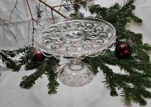 LE Smith Glass Moon And Stars Pedestal Cake Plate With Rum Well, Vintage - Picture 1 of 14