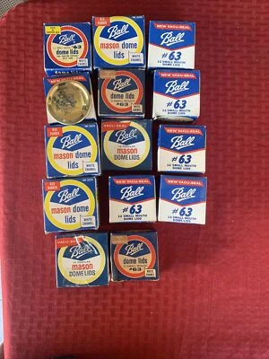 NEW Ball Mason Dome 14 Boxes White Enamel Red Rubber Differrent Sizes VTG USA - Image 1 of 4