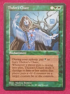 Magic The Gathering FALLEN EMPIRES THELON'S CHANT green card MTG - Picture 1 of 2