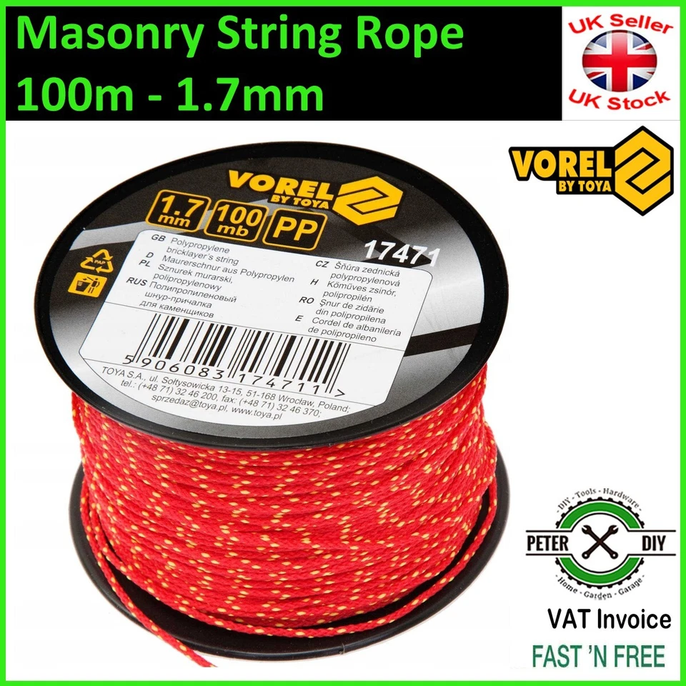 MASONRY LINE STRING Twine Builders Rope Building Brick Home DIY 100m 1.7mm - Image 1 of 1