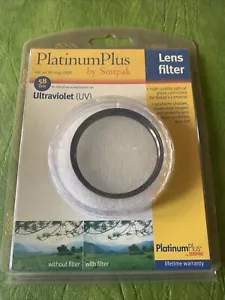 NEVER USED - Platinum Plus by Sunpak 58mm UltraViolet Glass Lens Filter Crisp - Picture 1 of 6