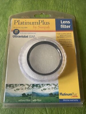 NEVER USED - Platinum Plus by Sunpak 58mm UltraViolet  Glass Lens Filter Crisp - Image 1 of 4