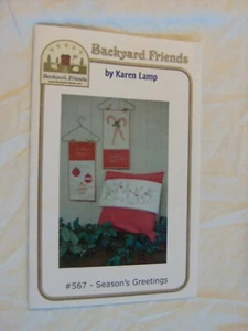 SEASONS GREETINGS HOLIDAY QUILT PATTERN Wall Hanging Ornaments Candy Canes Holly - Picture 1 of 3