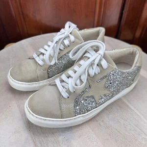 Steven New York Rubie Glitter Womens Sneakers Size 7 Silver Gray Suede Shoes - Picture 1 of 13