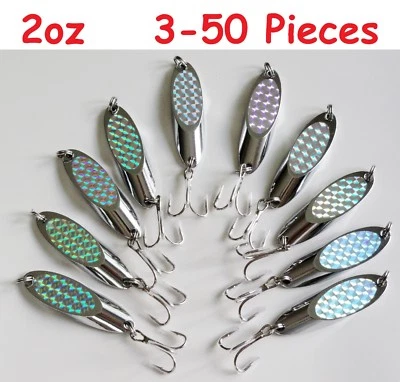 GO2FISH_TACKLE2010 2oz Kast Spoons Silver Holographic Saltwater Fishing Lures Choose Pieces 3 to 50
