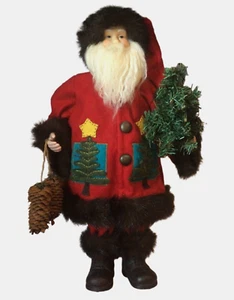 BELSNICKLE SANTA 20" WITH TREE AND PINECONES PORCELAIN & CLOTH LARGE - Picture 1 of 19