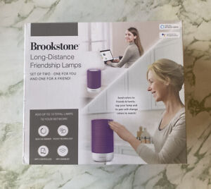 Brookstone Set 2 Long Distance Friendship White Table Lamps New in Open Box 8"