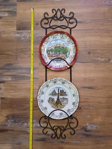 ESTANTE DE PARED DE EXHIBICIÓN DE 2 PLACAS DE HIERRO FORJADO TRENZADO NEGRO 32" ORNAMENTADO - Imagen 1 de 8