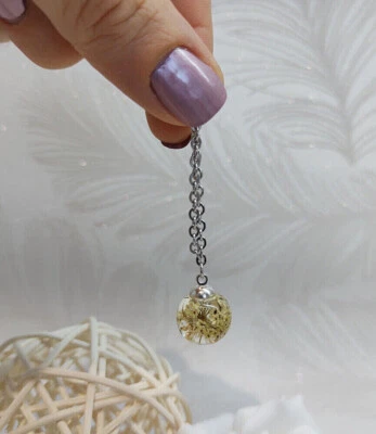 Collana donna con ciondolo resina fiori di carota selvatica pizzo della regina - Immagine 1 di 3