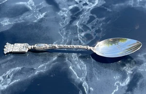 Antico cucchiaino da tè francese argento massiccio souvenir da collezione inciso ornato - Foto 1 di 17