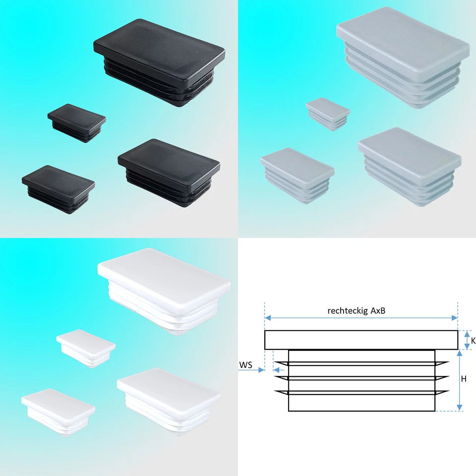 Stopfen Lamellenstopfen rechteckig Rohrkappen Endkappen Vierkantkappen vierkant - Bild 1 von 1