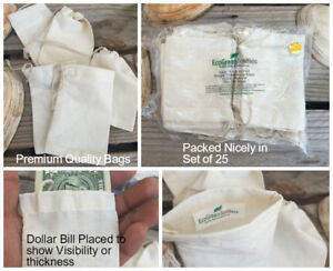 2x3 inches Premium Quality Drawstring Muslin bags available in Natural & Orange