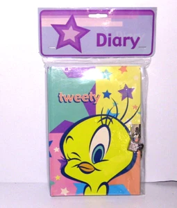 Vintage 1990er Looney Tunes - Tweety Vogel Tagebuch NEU in Verpackung 6x9 mit Schloss und Schlüssel - Bild 1 von 3
