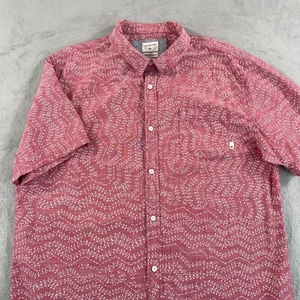 Quicksilver Hawaiian Shirt Men XL Heather Red Geometric Short Sleeve Beach NWOT - Picture 1 of 8