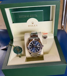 Rolex Datejust 41mm Blue Dial Oyster Steel Bracelet 116300 Complete w/ Link - Picture 1 of 20