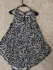 Lane Bryant Swing Tank Sleeveless Crew Neck Blue Dotted Print Shirt Size 10/12 - Picture 1 of 6