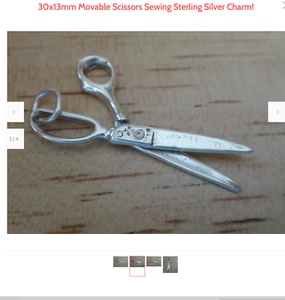 3D 30x13mm Movable Scissors Sewing Sterling Silver Charm! - Picture 1 of 2