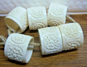 Set of 6 Vintage Off White/Cream Napkin Rings - Picture 1 of 2