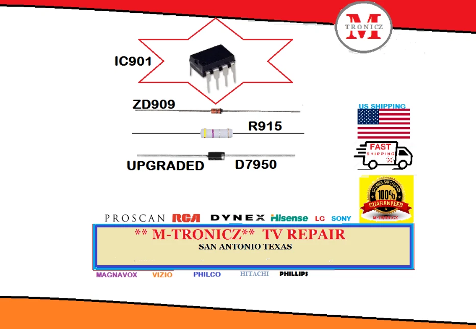 REPAIR KIT FOR VIZIO M552i-B2 POWER SUPPLY DEAD TV BLOWN CHIP IC901