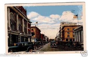 Coches Virginia Street Reno Nevada de colección 1932 postal - Imagen 1 de 2