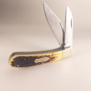 Uncle Henry Trapper Pocket Knife Stag Scales Taylor Brands 2 Blades Scratched - Picture 1 of 7
