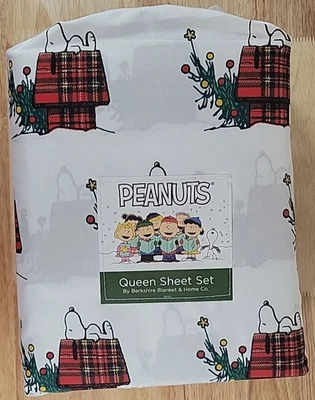 Juego de sábanas Peanuts Snoopy Navidad a cuadros casa para perros reina Foto 1 de 4