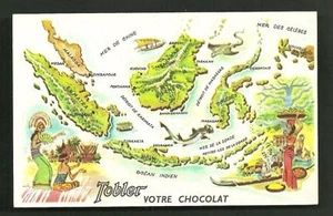 Indonesia Map card Sumatra Java Bali Borneo Celebes 50s - Picture 1 of 1