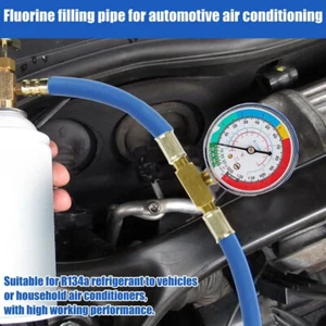 R134A Auto Gas Flashe Kältemittel Klimaanlage Füllschlauch mit Befüllen Schlauch - Bild 1 von 11